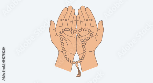 Praying Hands with Rosary Beads.