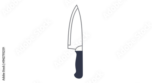 A sharp kitchen knife with handle.