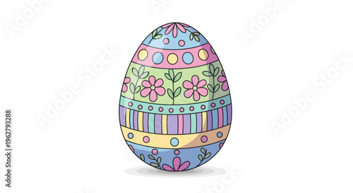 Colorful decorated Easter egg closeup.