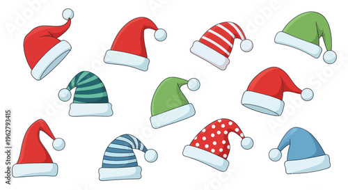 Colorful Santa Hats for Christmas.