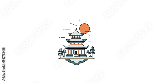 Traditional Asian Pagoda Tower Architecture.
