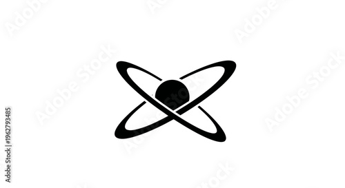 Abstract atom symbol, atomic nucleus and electrons, science and technology concept