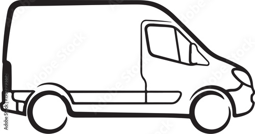 Simple line drawing of a delivery van vehicle