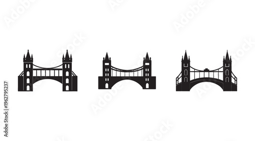 Tower Bridge London silhouettes in different angles and perspectives  iconic landmarks and famous bridges