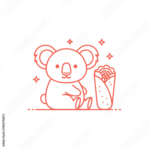 Cute Koala Bear with Burrito - Adorable Doodle Art