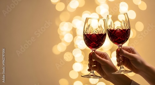 Romantic birthday party celebration with wine glasses and bokeh lights perfect for special occasions and anniversaries