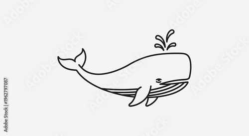 Whale Swimming Ocean Animal Illustration.