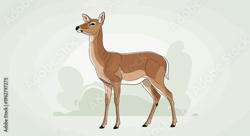 Brown Deer Standing Alone Outdoors.