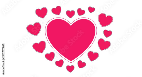 Pink heart surrounded by smaller hearts.