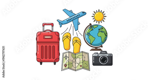 Travel Tourism Vacation Icon Set.