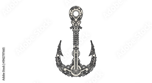Detailed illustration of a metal anchor.