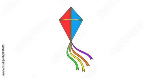 Colorful kite with rainbow tail.