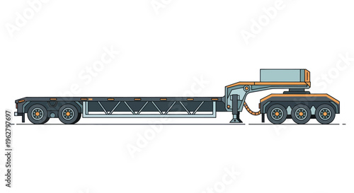 Semi Trailer Truck Side View.