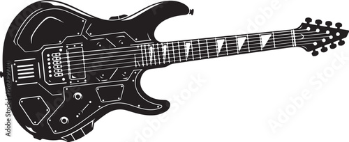 Electric Guitar Illustration in Black and White Colors