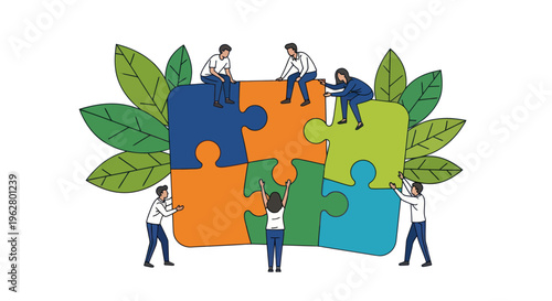 People Working Together on Puzzle Pieces.