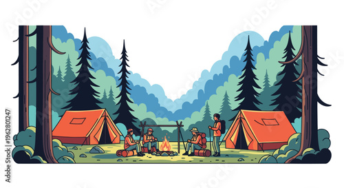 People camping in the wilderness outdoors.