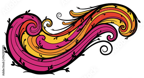 Colorful swirly decorative design element.