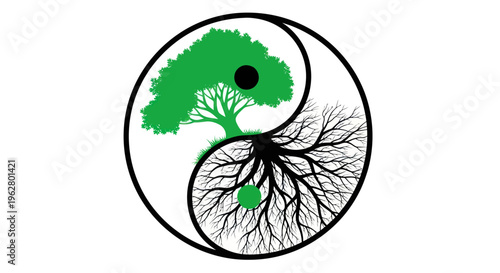 Yin Yang Tree Roots Branches.