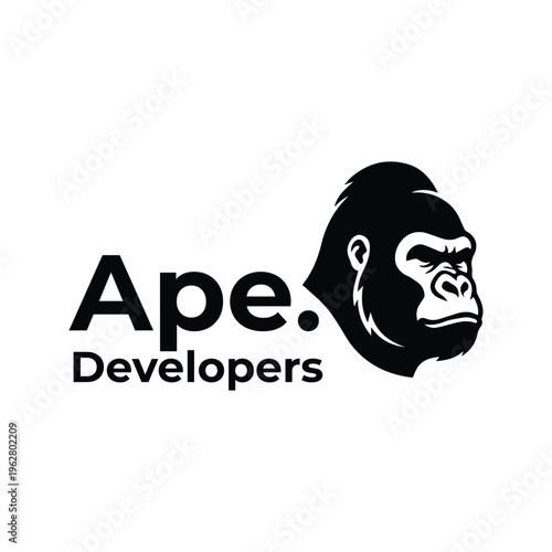 Ape developers Logo Icon Silhouette vector black design on a white background