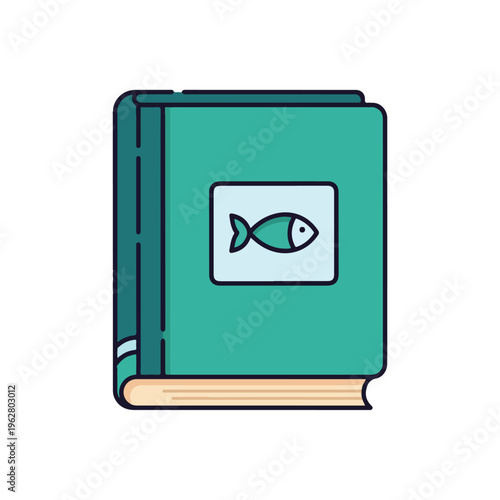 nautical fishing guide book flat line vector illustration