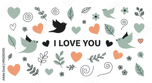 Heart and Bird Love Symbol Design.