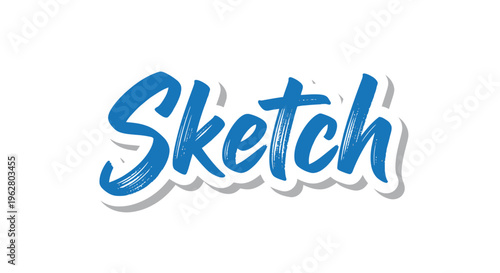Blue Sketch Text Logo Design.