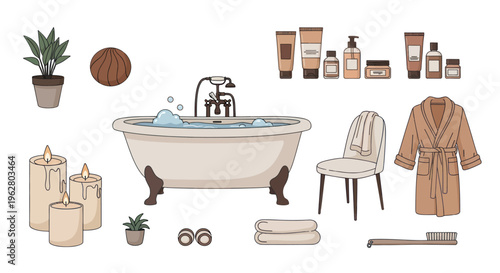 Bathroom accessories and bath products.