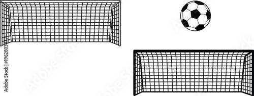 Soccer goal silhouette, football net icon, sports equipment outline, soccer ball design, athletic illustration, training concept, game symbol, competitive match graphic