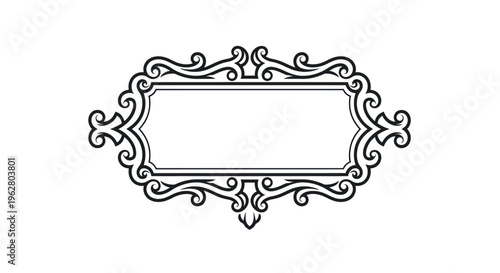 Ornate label frame border design element.