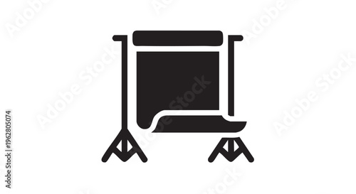 Green Screen Backdrop on Collapsible Frame Stand - Black Filled Icon Vector