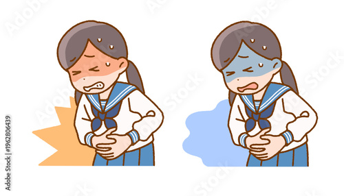 腹痛に悩む女子中学生｜生理痛・ストレス