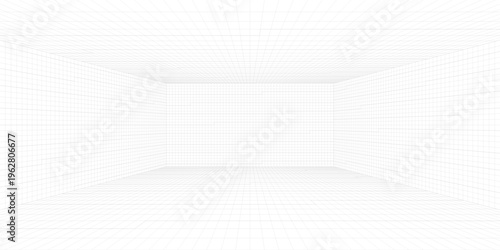 Perspective grid background 3d Vector illustration. Interior design Model projection background template. Line one point perspective. eps10