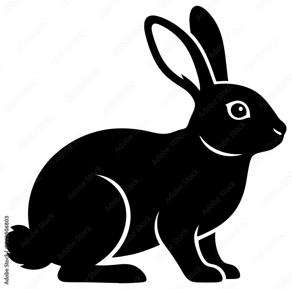Obraz premium Rabbit sitting animal silhouette illustration of bunny in clean vector graphic style