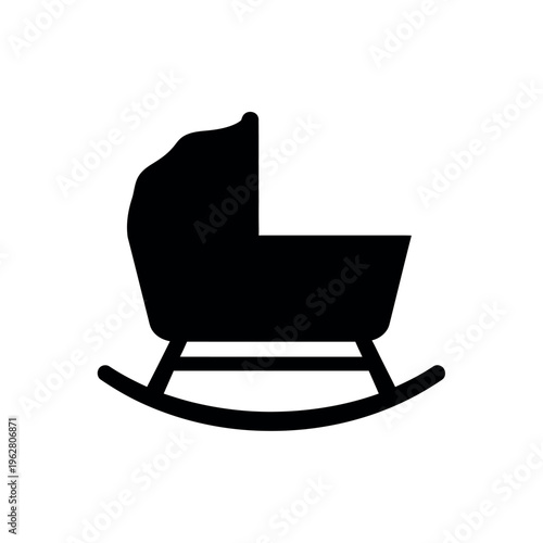 Baby Cradle Rocker Silhouette Icon.