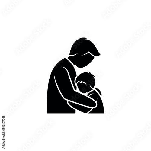 Father and son embracing in a tender moment.