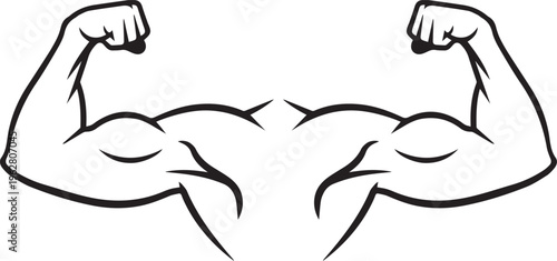 Strong Muscular Arms Flexing Biceps Silhouette Graphic for Fitness and Strength Concepts with graphic symbolizes strength, power, and fitness