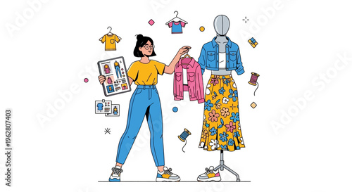 Fashion Designer Creating New Clothing Collection.