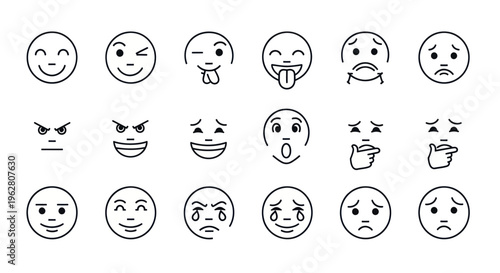 Collection of various emoticon faces.