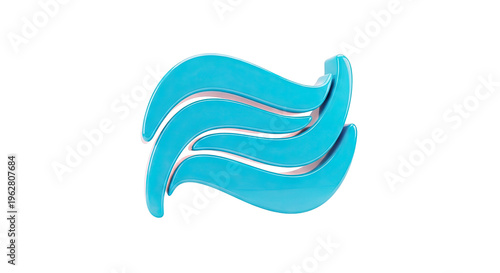 Abstract Blue Wave Symbol on White Background