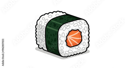 Delicious Salmon Sushi Roll Closeup.