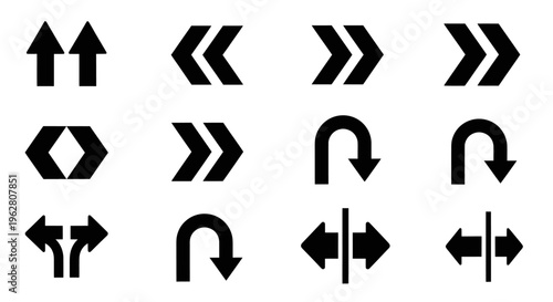Black and white directional arrow icons.