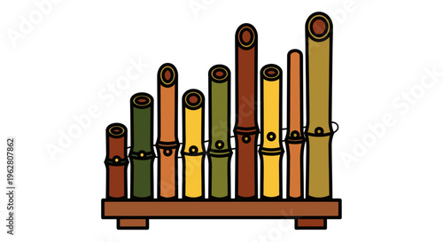 Colorful Organ Pipe Instrument Closeup.