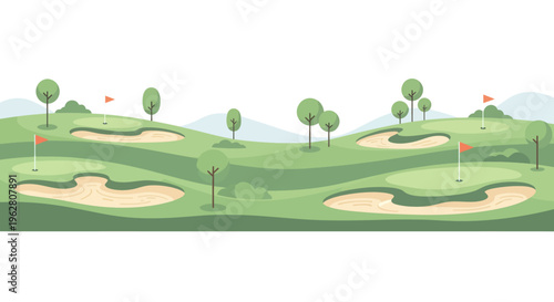 Golf Course with Sand Traps Landscape.