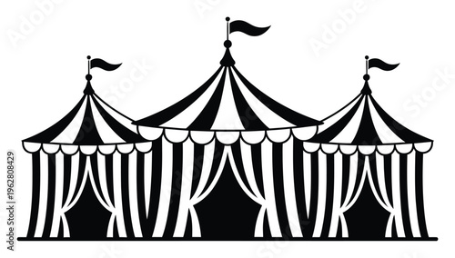 Black and White Circus Tent Vector Illustration
