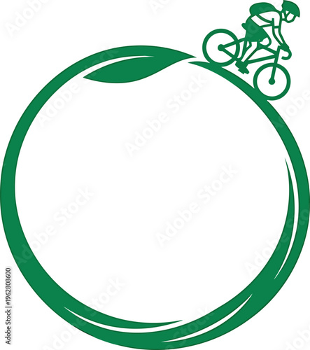 Minimalist circular bicycle path vector life cycle eco movement sustainability loop clean modern icon illustration design