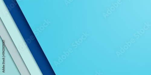 Material design blue background. Craft paper sheets are folded in different ways. A photo