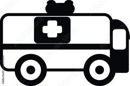 Ambulance Icon Vector – Emergency Medical Vehicle Flat Line Illustration