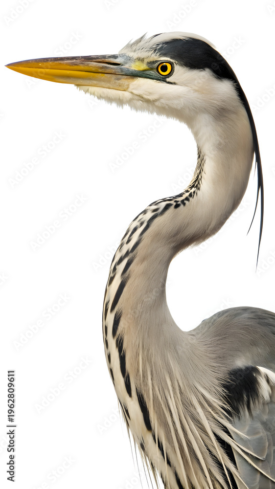 Obraz premium Grey heron bird profile close up view