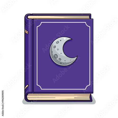 whimsical celestial spell book cartoon vector illustration