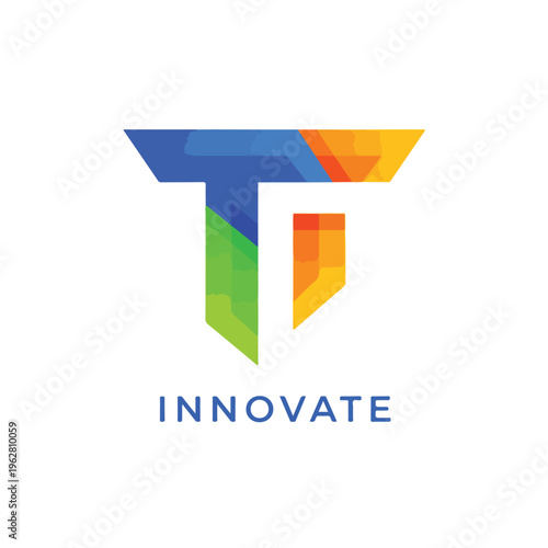 Colorful logo featuring abstract shapes and the word "Innovate